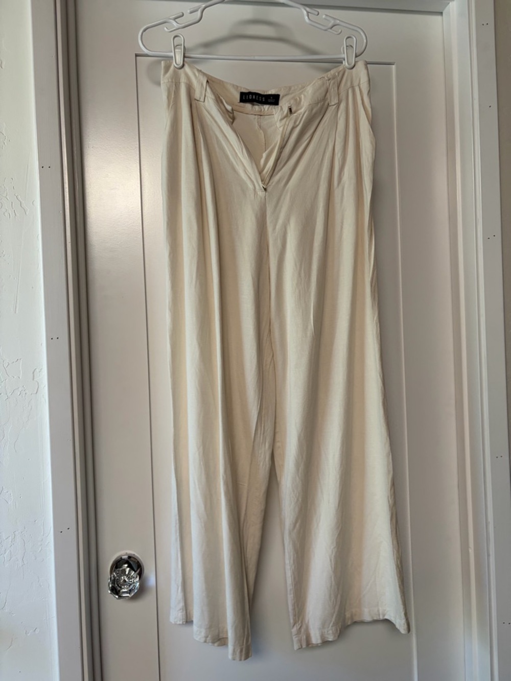 Lioness Cream Wide-Leg linen Pants